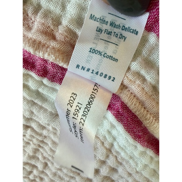 Marine Layer Pink Striped Cotton Gauze Tiered Midi Sun Dress Summer S - Picture 5 of 8